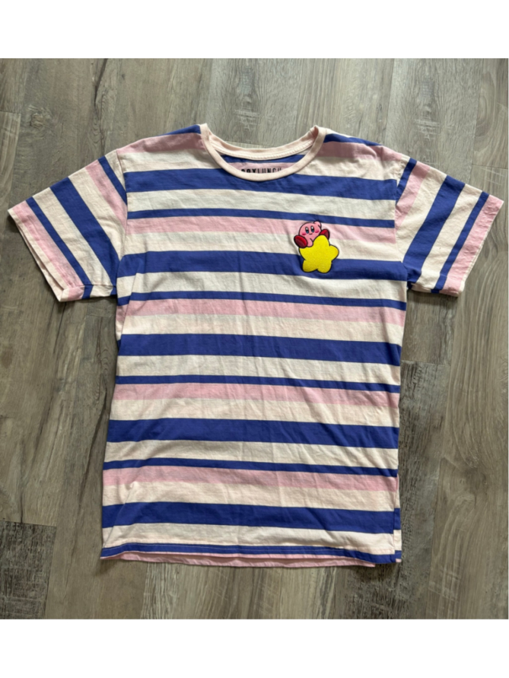 BoxLunch Exclusive Kirby Pastel Striped Graphic Tee Shirt Size L